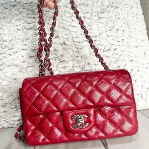 SOLD Chanel Mini Matelasse Rectangle Caviar 17 Series (Red Wine) Classic Bag